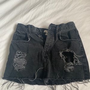 Black denim skirt